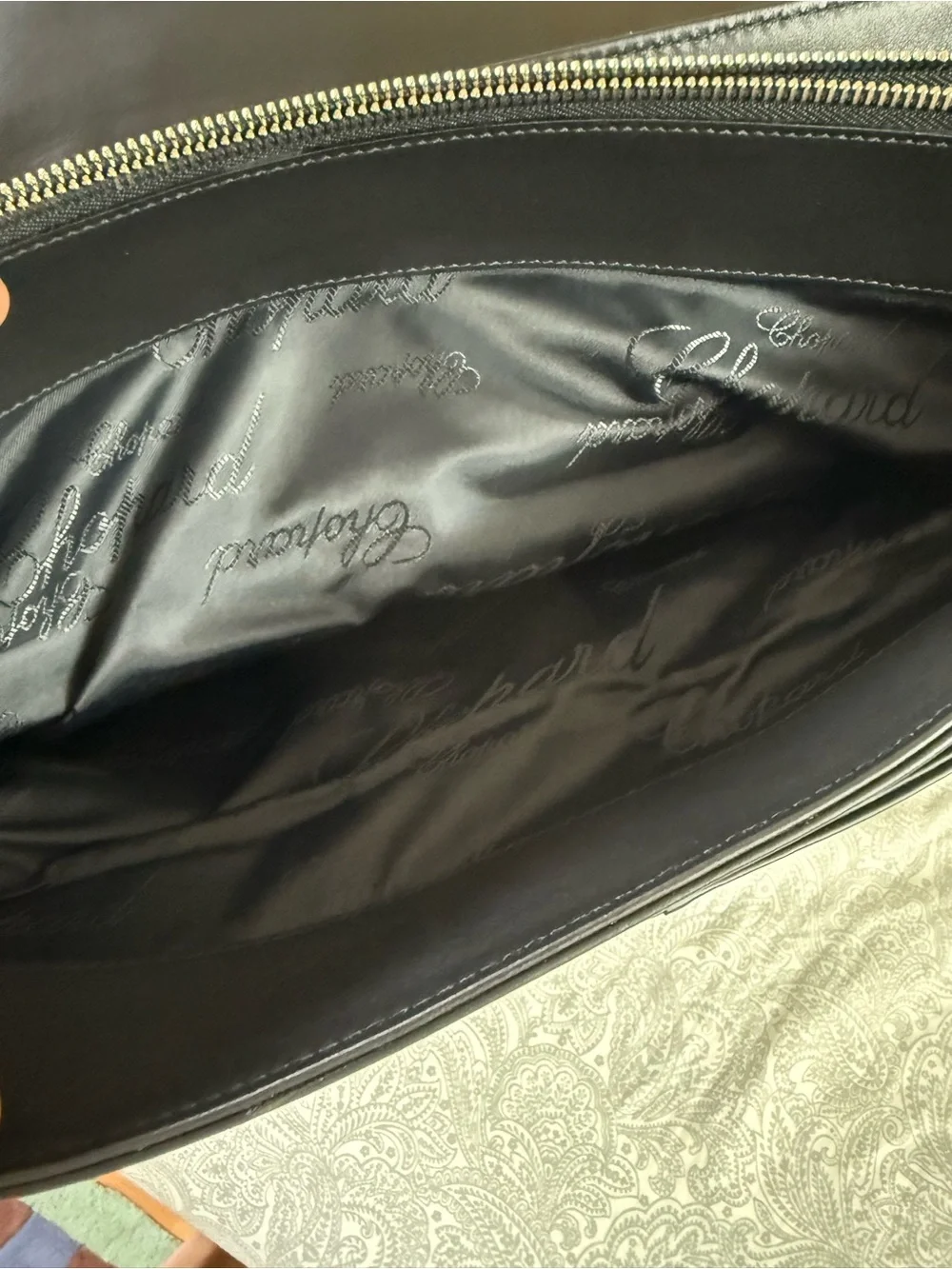 Chopard Black Leather Men's Briefcase with Woven Center Detail
